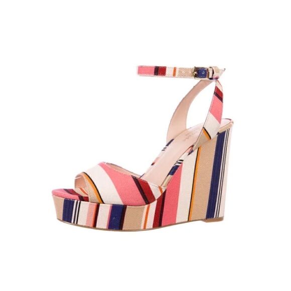 NWOT Adorable kate spade new york Striped Wedge Sandals - Picture 2 of 5